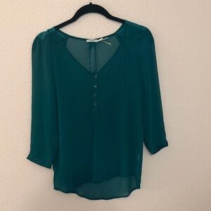 Kimchi Blue Teal Button-Front Blouse